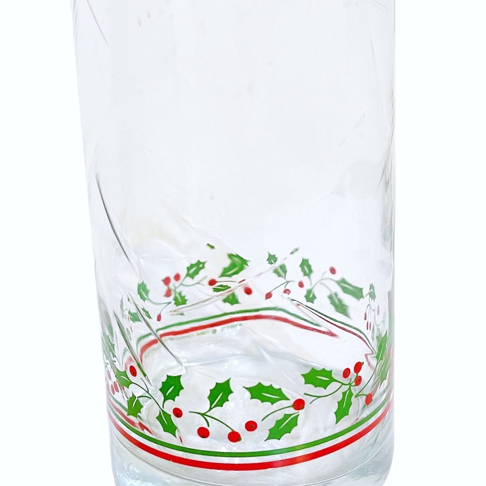 Arby's Holly Berry Drinking Glass Vintage Christmas 1984 Red Green Gold Set of 6